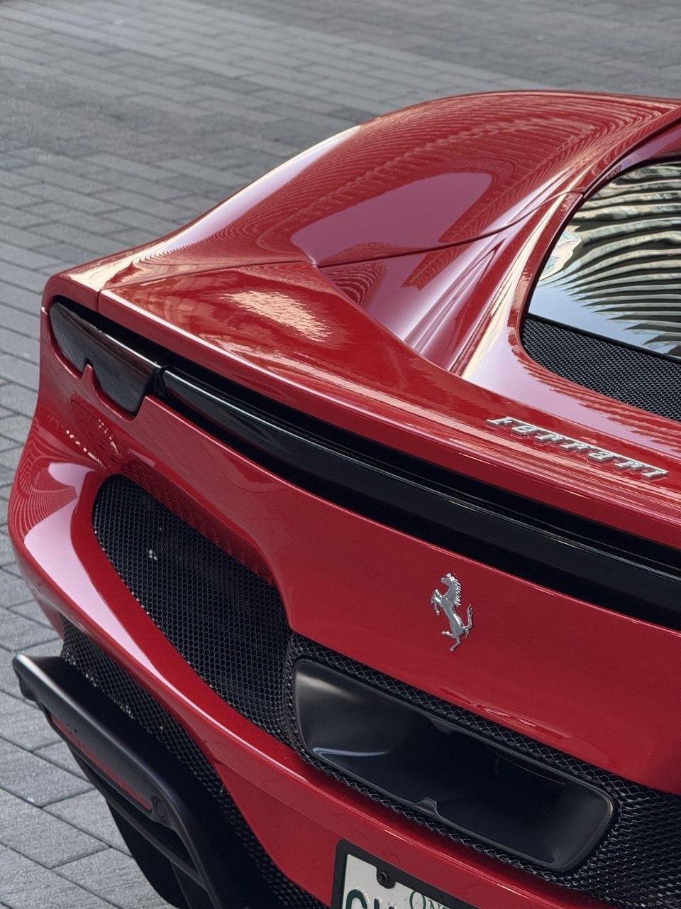 Glossy red paint finish after polishing
